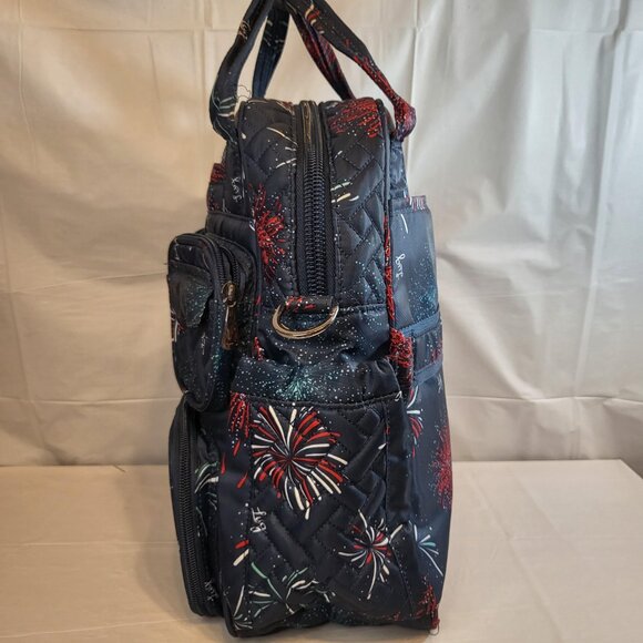 Lug Mini Puddle Jumper Overnight Bag Navy Blue with Fireworks - Picture 3 of 6